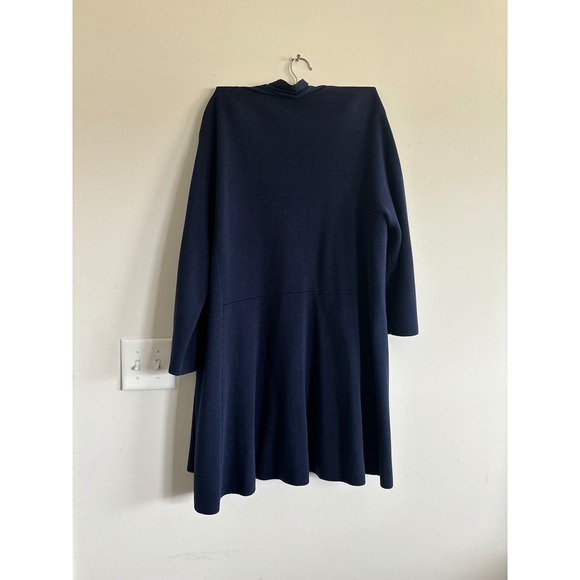 Eileen Fisher Knit Duster Cardigan Open Front Pockets Silk Blend Blue Size L - Picture 5 of 7